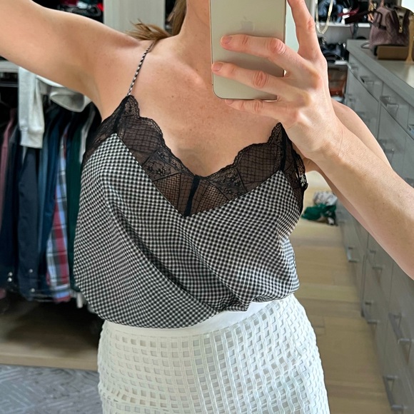 Checkered and lace spaghetti strap top - Picture 7 of 9